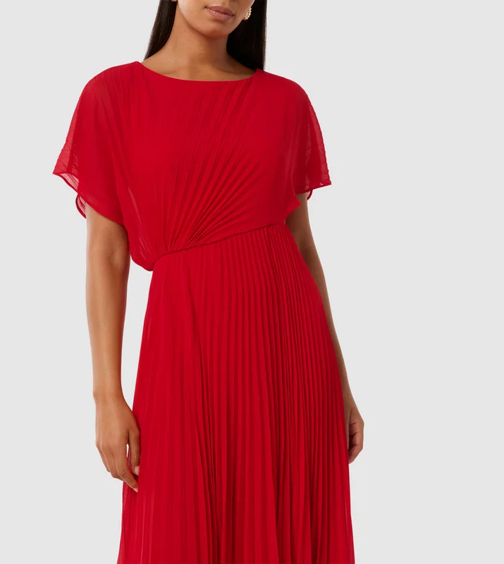forever new  SALLY Satin Pleated Maxi Dress for Women | Best Price UAE